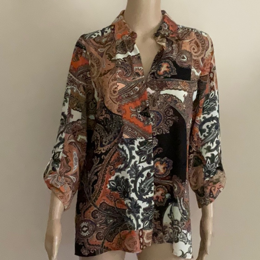Susan Graver Paisley Long Sleeve Blouse